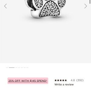 Pandora Sparkling Paw Print Charm